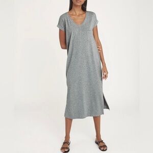 Cuyana Heather Gray V-Neck T-Shirt Dress